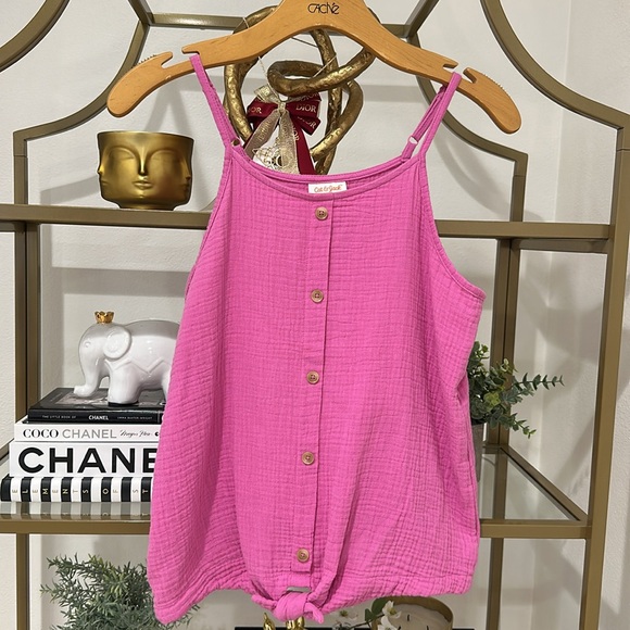 Bubble pink cotton tank top - Picture 3 of 10